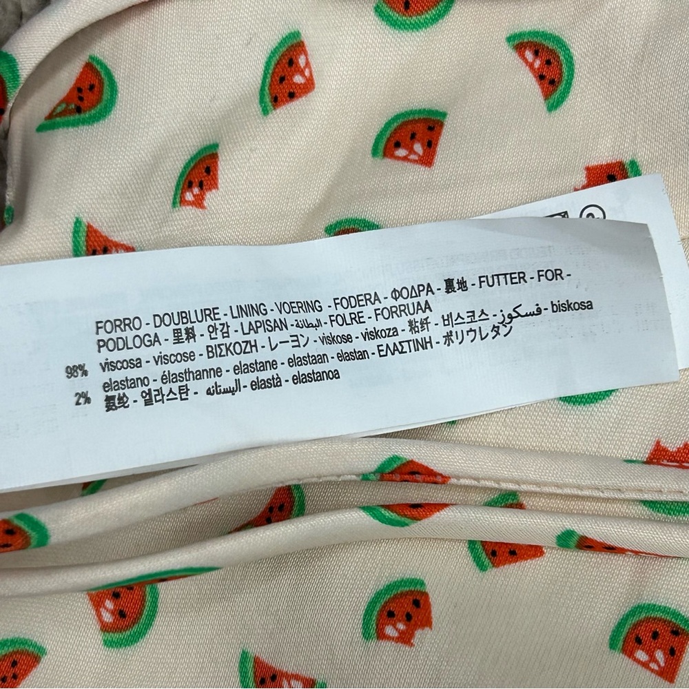 Zara cream watermelon print halter crop top open back lace up M summer festival - Picture 10 of 14